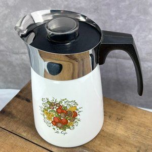 Vintage Corning Ware Spice o' Life Le Cafe Stove Top 6 Cup Percolator P-146